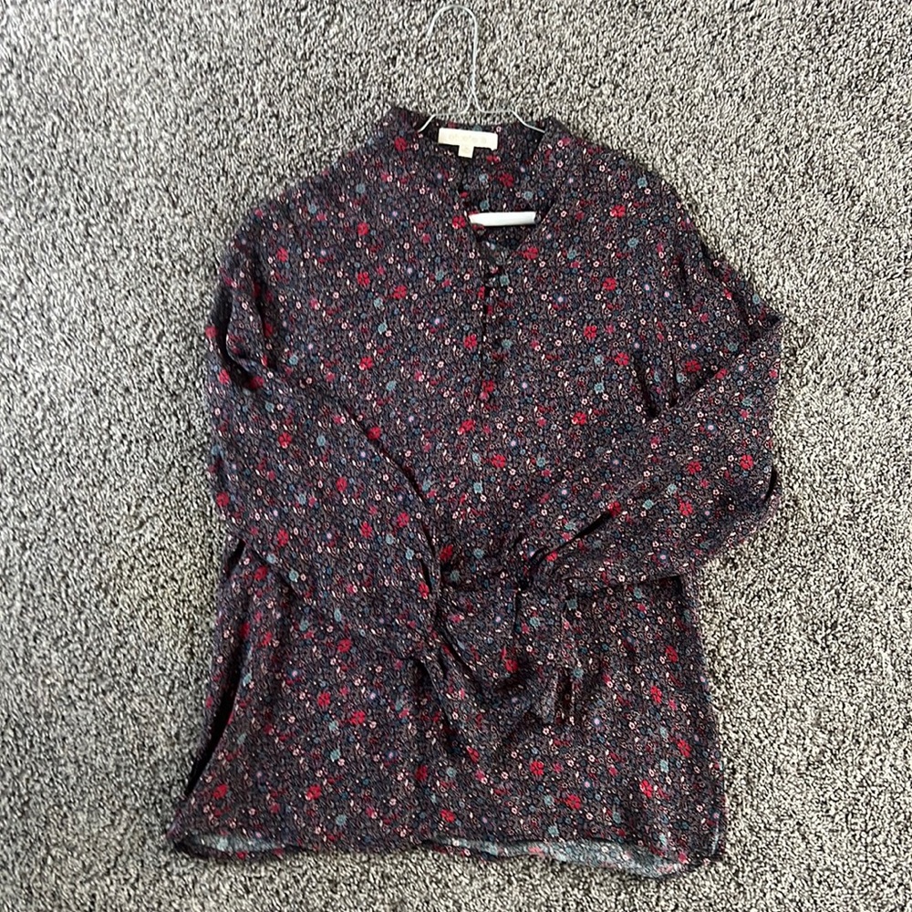 Long sleeve silk blouse